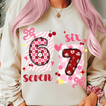 Trendy Meme Pink Hearts Sweatshirt for Kids