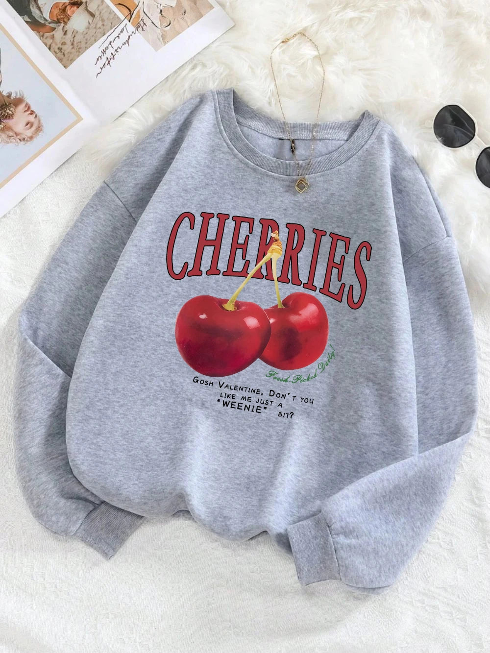 bright red cherry print hoodie for kids