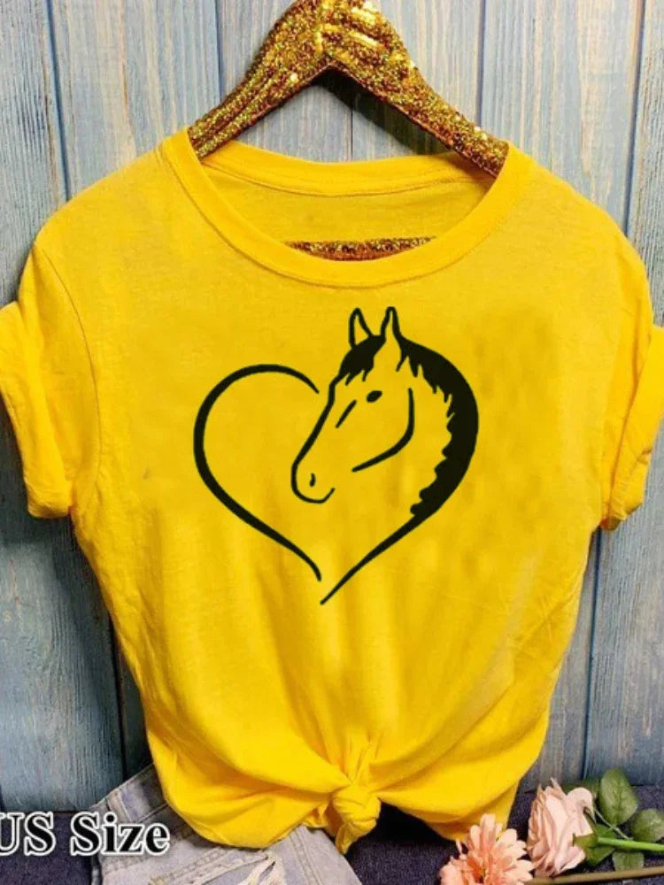horse heart print yellow t-shirt for kids