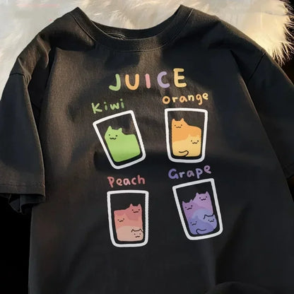 Cute Cartoon Cat and Dog Graphic T-Shirt for Kids