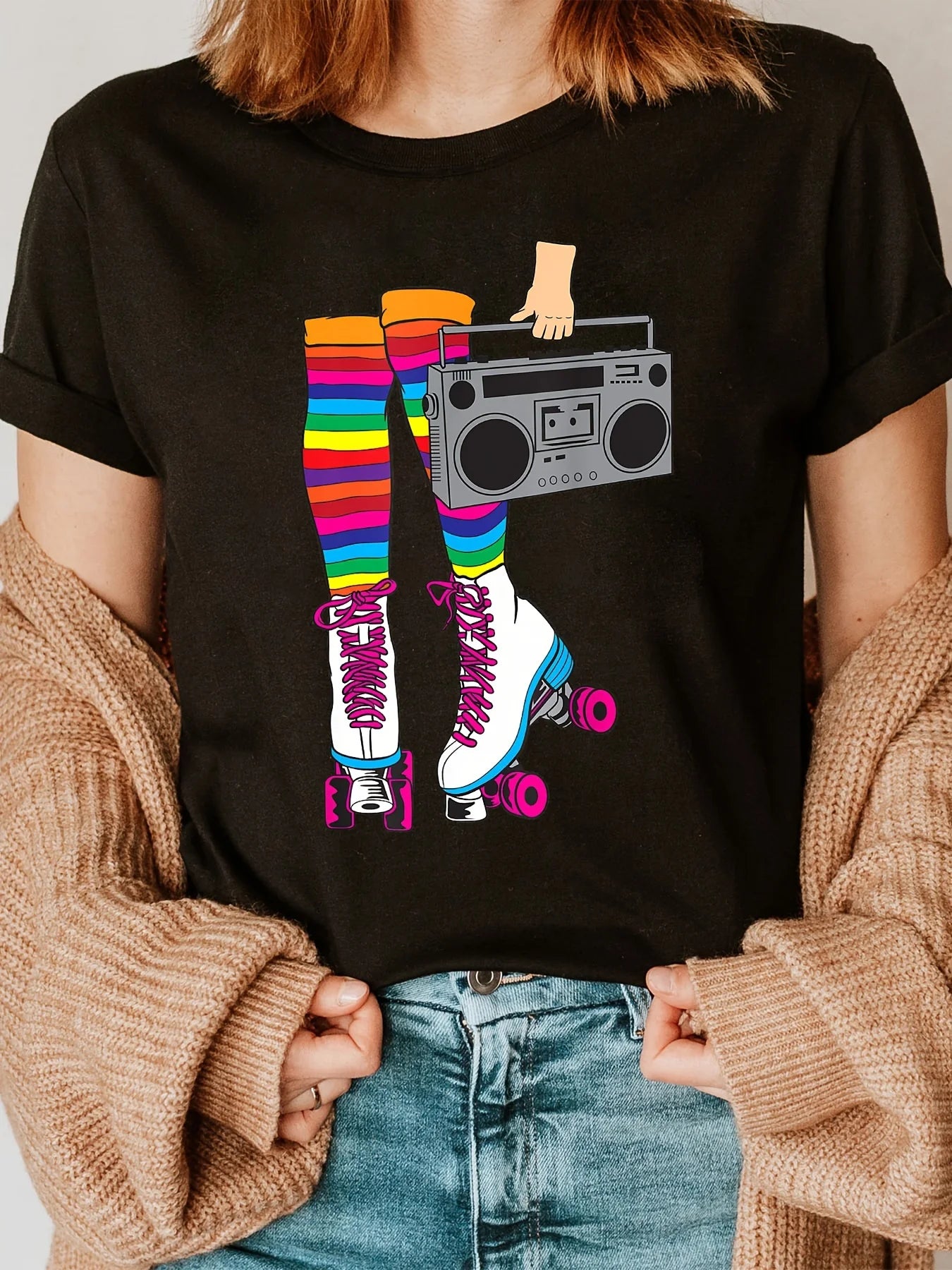 vibrant roller skating print t-shirt for kids