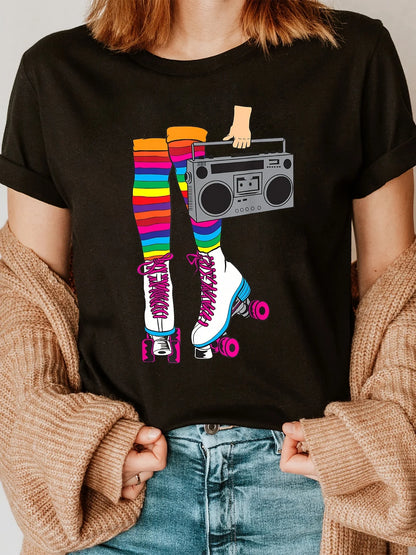 Vibrant Roller Skating Print T-shirt for Kids