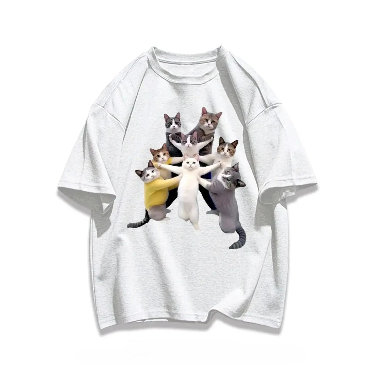 trendy cat print short-sleeved t-shirt for kids