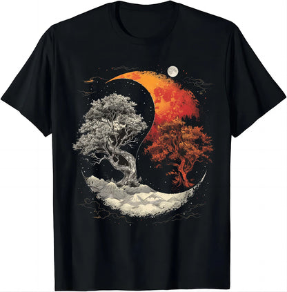 Tree of Life Yin Yang Black T-shirt for Kids