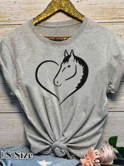 Horse Heart Print Yellow T-Shirt for Kids
