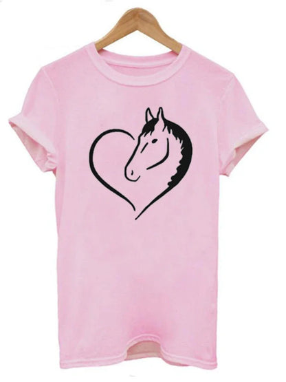 Horse Heart Print Yellow T-Shirt for Kids