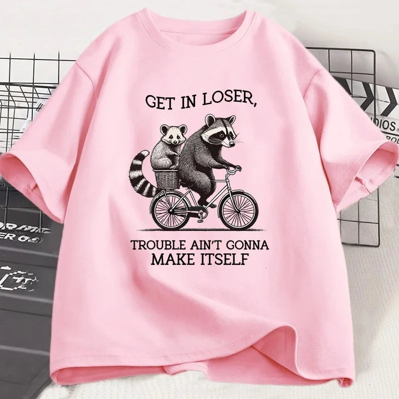 funny raccoon graphic t-shirt for kids