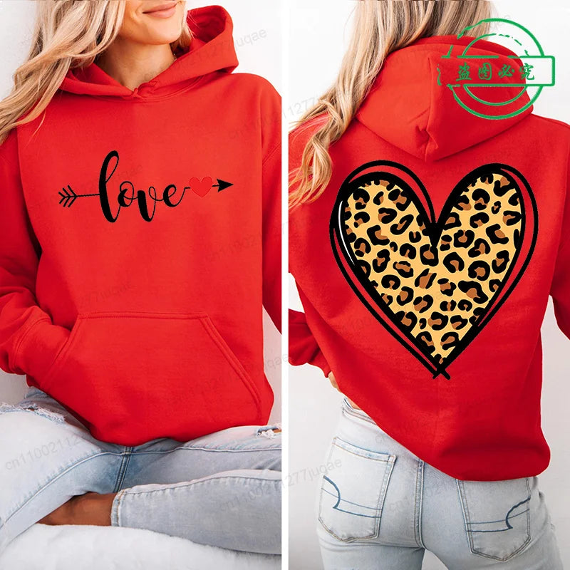 red heart print hoodie for kids