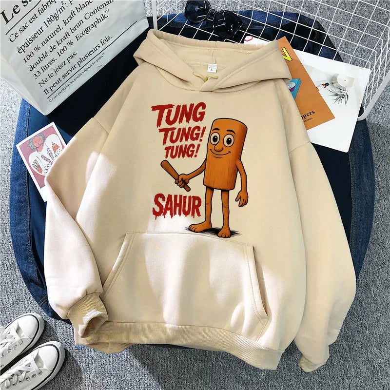 tung tung sahur graphic hoodie for kids
