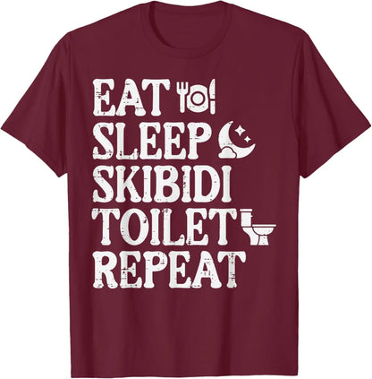 Skibidi Toilet Repeat Meme Graphic Tee for Kids and Teens