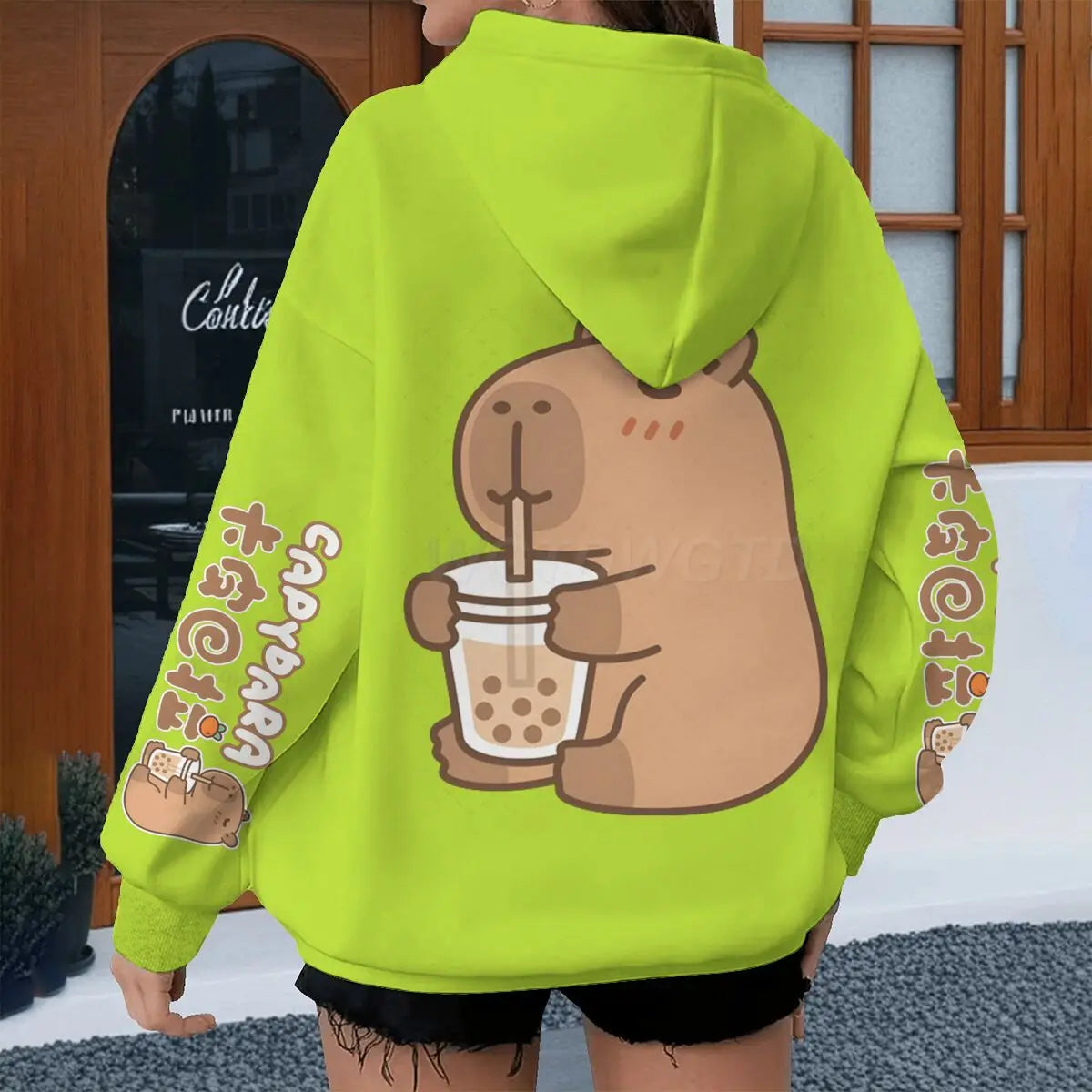 cartoon capybara graphic hoodie for kids