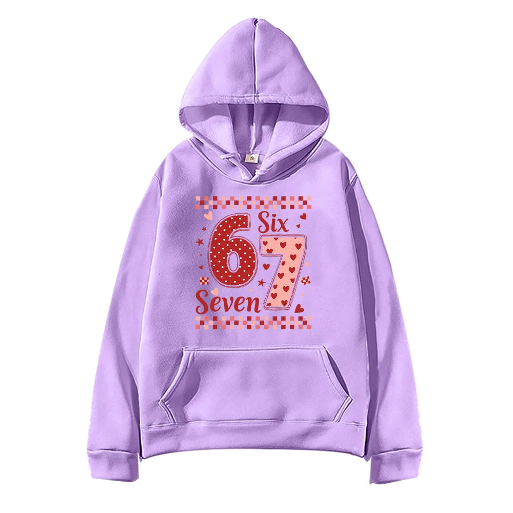 six seven valentine's day hoodie for kids