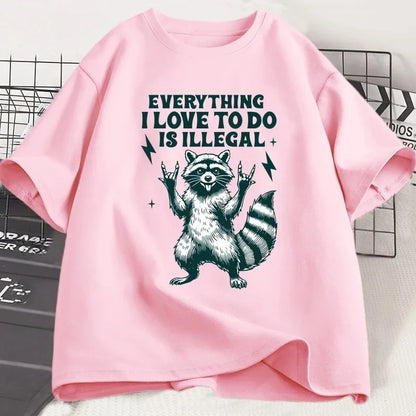 Funny Raccoon Graphic T-Shirt for Kids