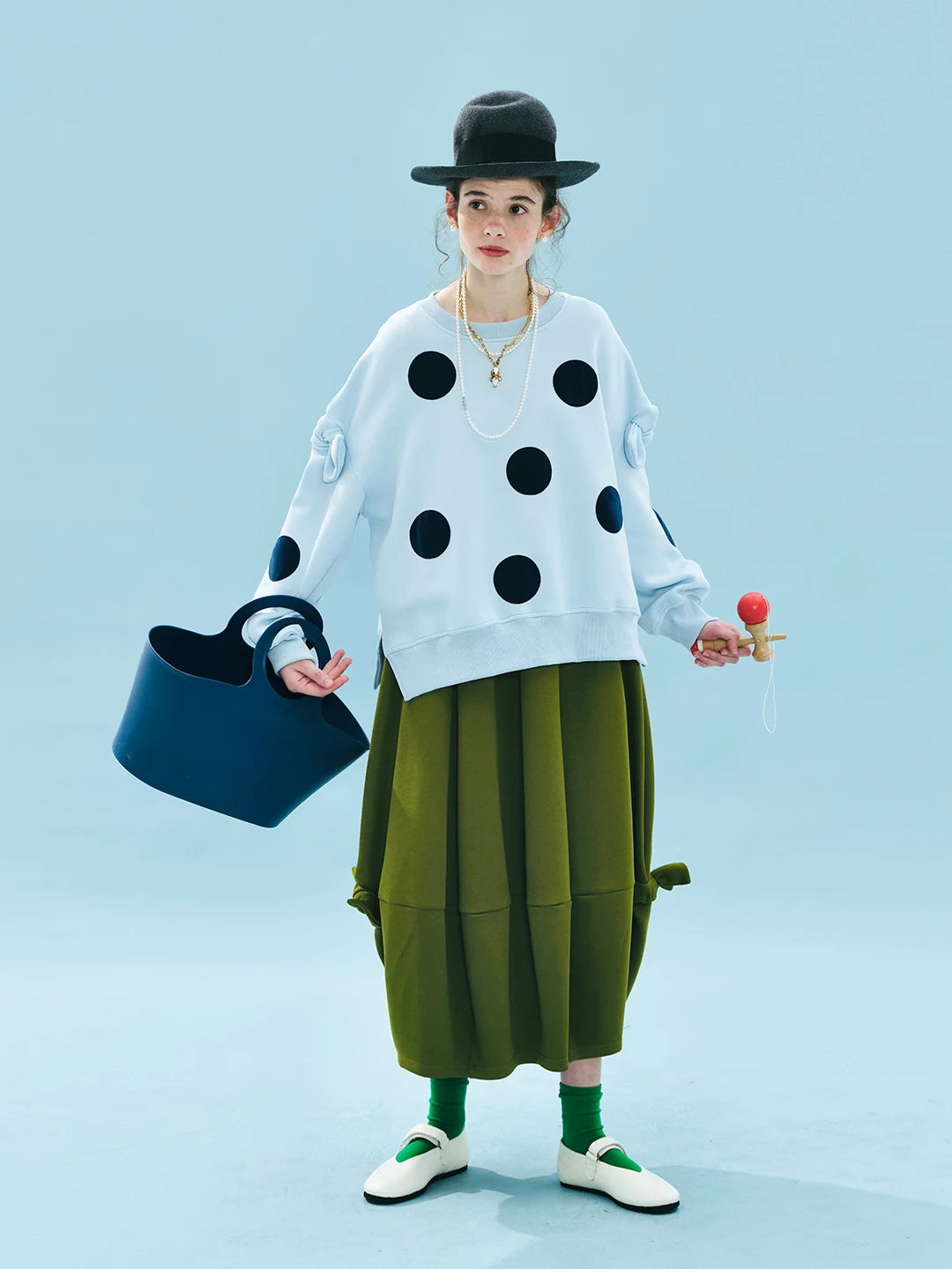 polka dot bowknot blue hoodie for kids