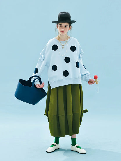 Polka Dot Bowknot Blue Hoodie for Kids