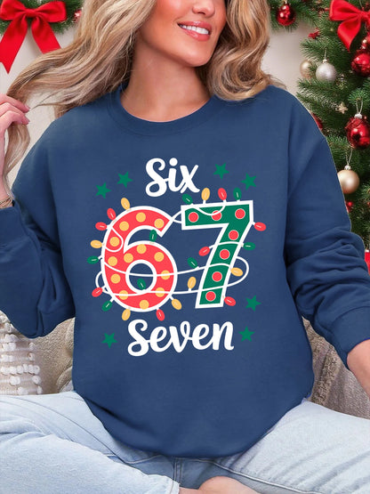 Six Seven Colourful Lights Print Sweatshirt
