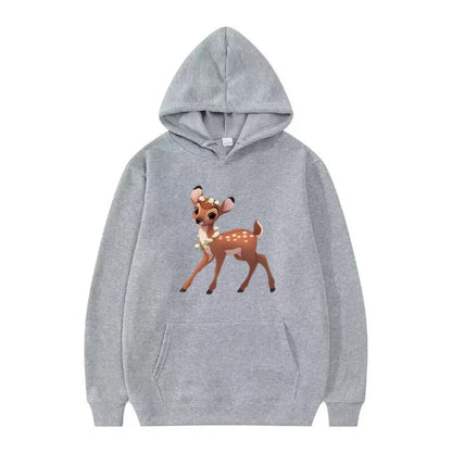 Bambi Cartoon Pattern Black Hoodie for Kids