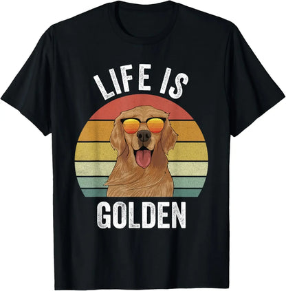 Life is Golden Retro Dog T-shirt for Kids