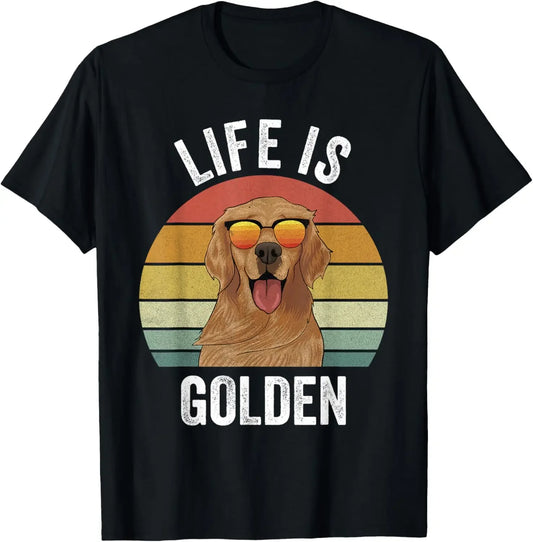 Life is Golden Retro Dog T-shirt for Kids