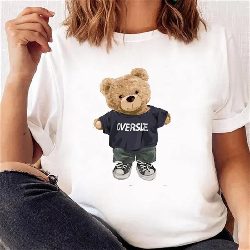 casual bear print t-shirt for kids