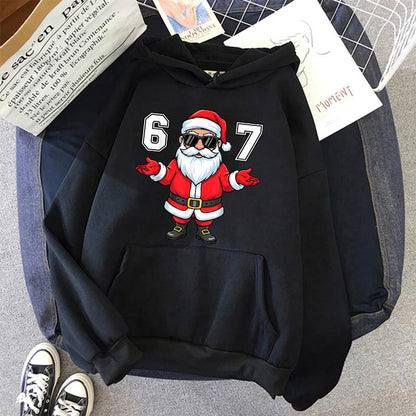 Y2K Christmas Santa Graphic Hoodie for Kids