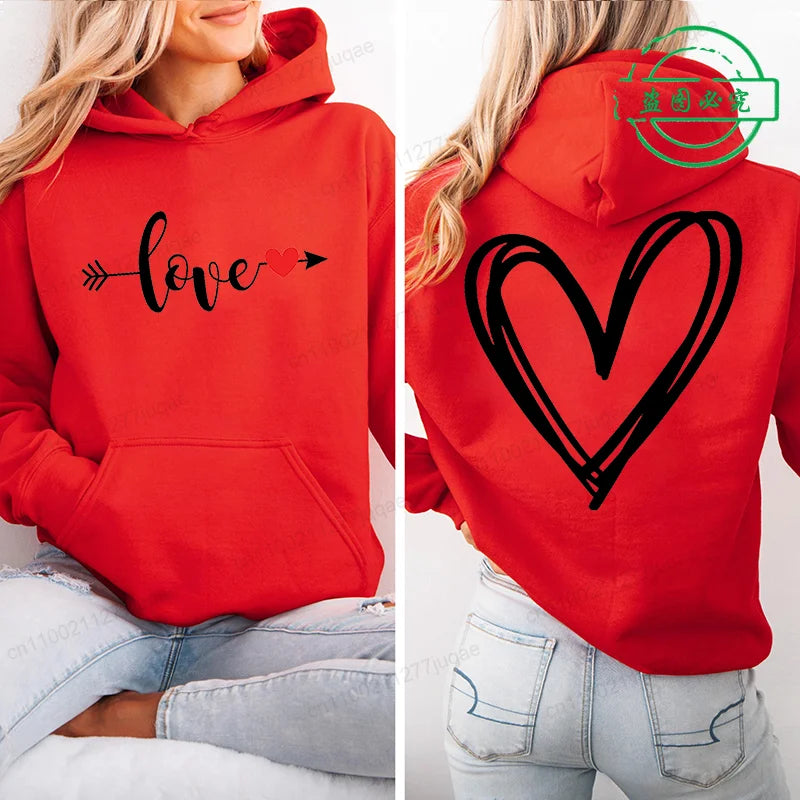 red heart print hoodie for kids