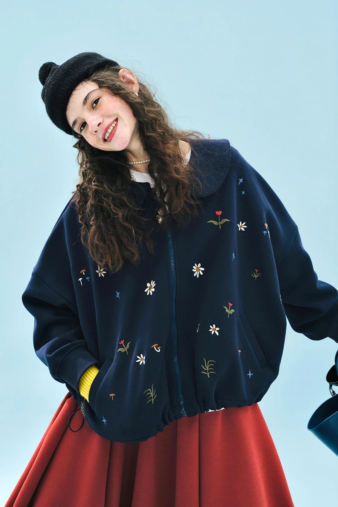 cute vintage floral zip-up hoodie for kids