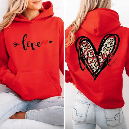 Red Heart Print Hoodie for Kids