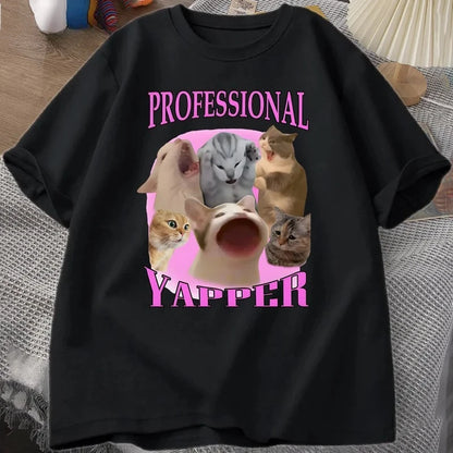 Professional Yapper Cat Graphic T-Shirt for Kids