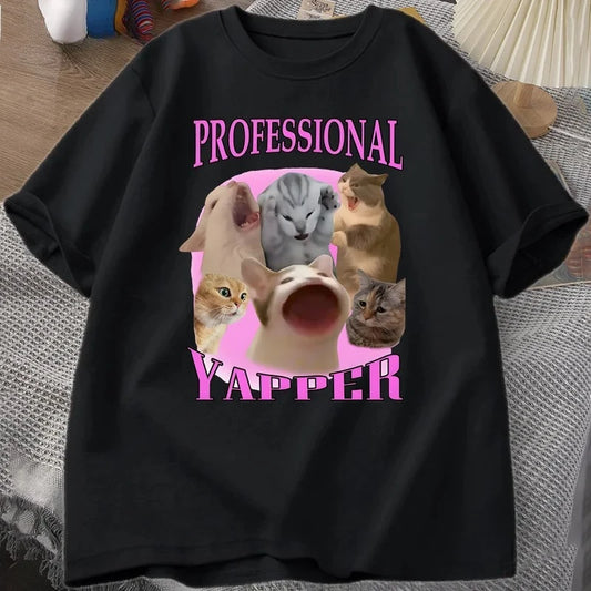 Professional Yapper Cat Graphic T-Shirt for Kids