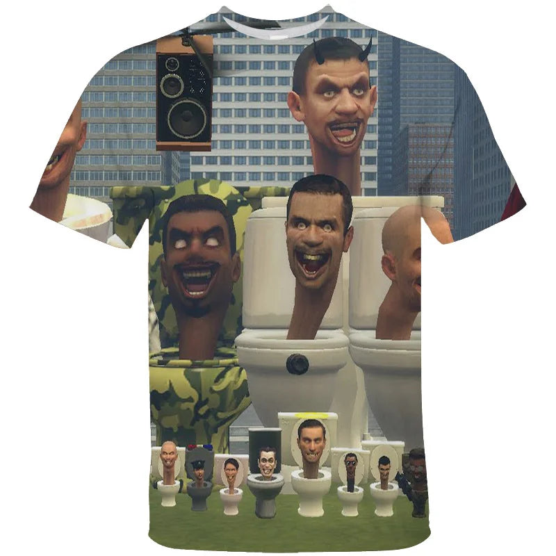 3d skibidi toilet graphic t-shirt for kids