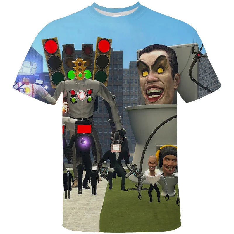 3d skibidi toilet graphic t-shirt for kids