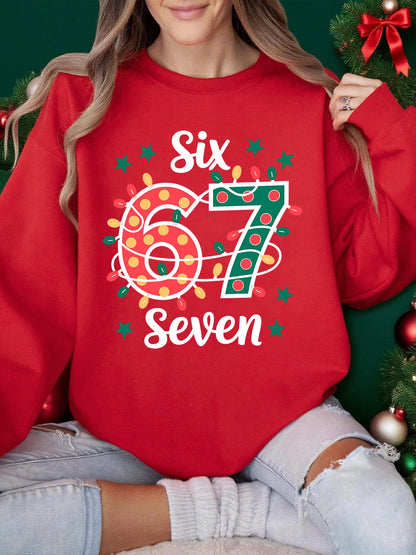 Six Seven Colourful Lights Print Sweatshirt