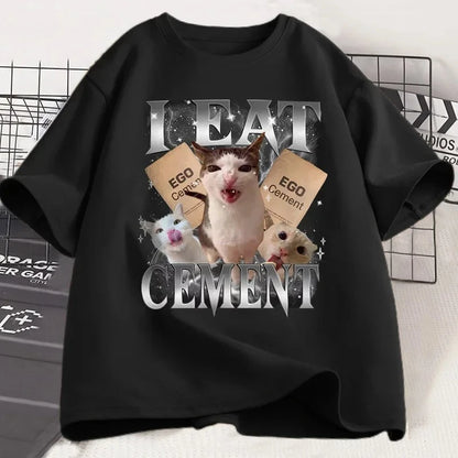 I Eat Cement Funny Cat Meme T-Shirt