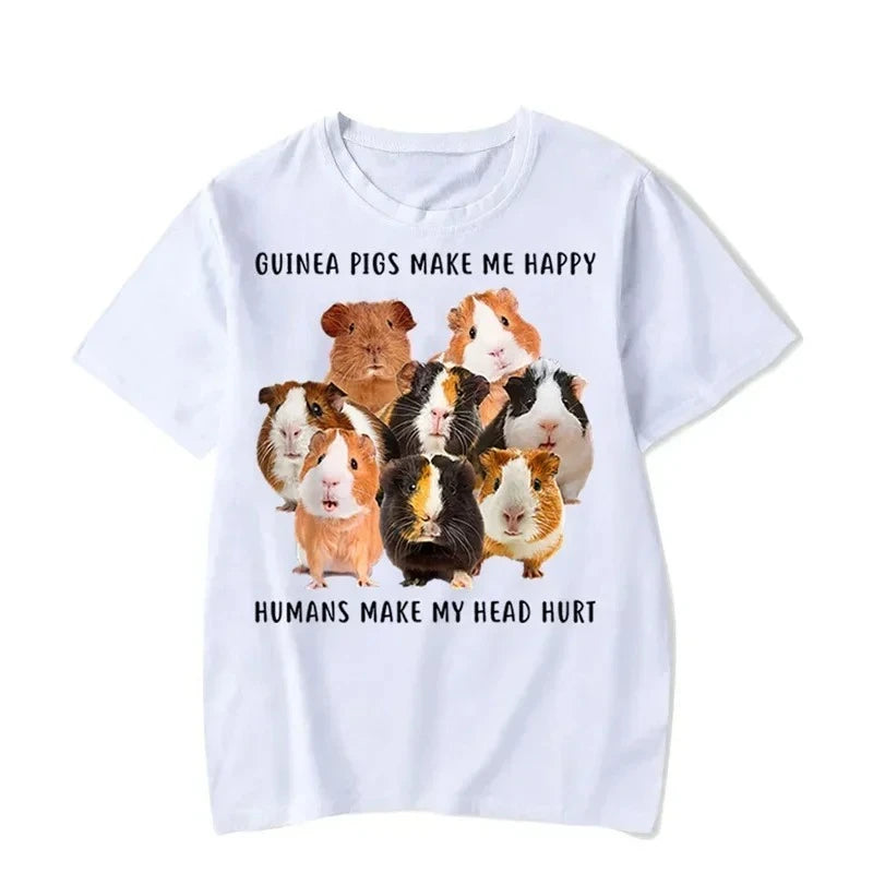 guinea pigs make me happy graphic t-shirt